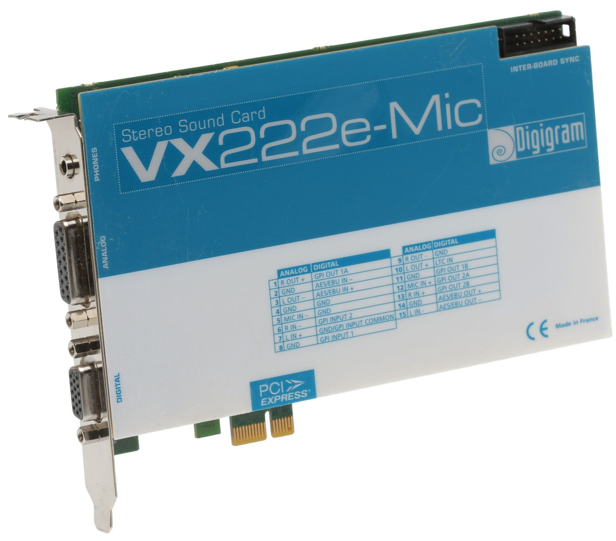 Digigram VX222e Mic 192KHz 24bit AES Digital Broadcast Audio PCIe Card ...