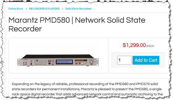 Marantz PMD580 Balanced XLR AES Digital Networked Solid State Recorder Rackmount-www.prostudioconnection.com