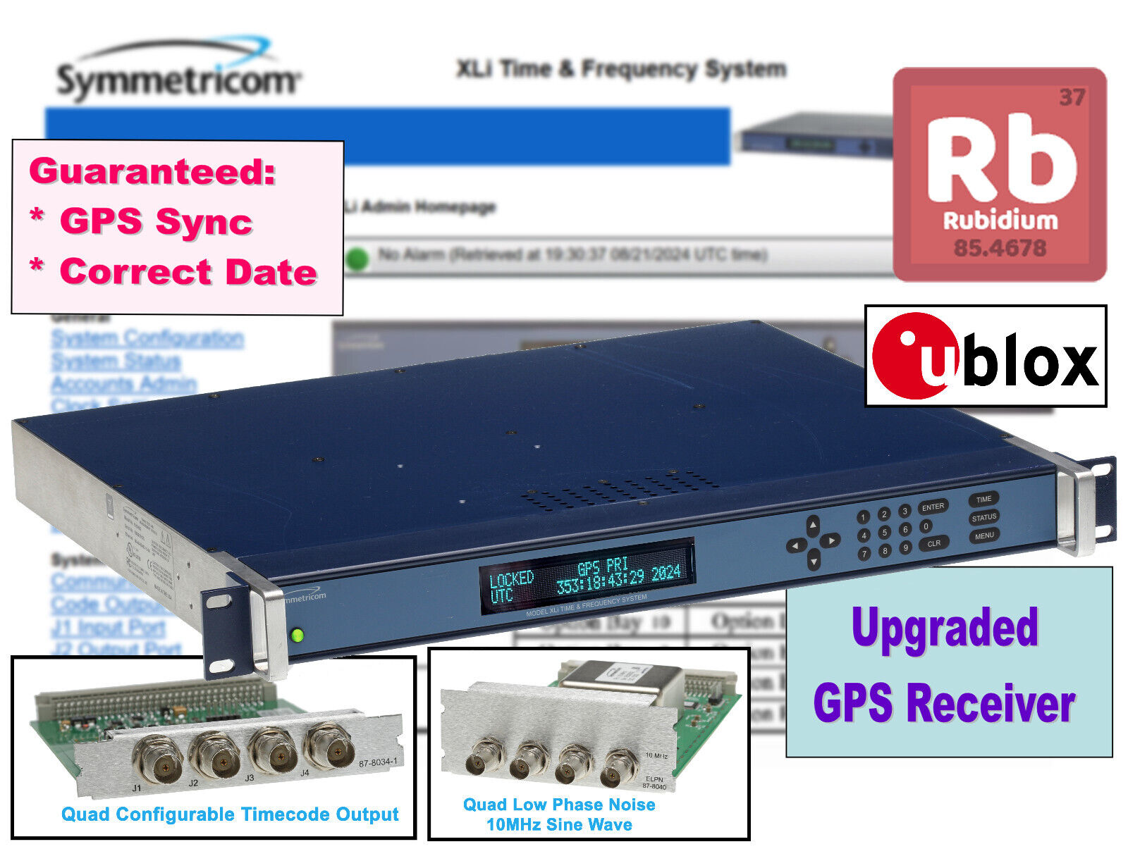 Symmetricom XLi Rubidium UPGRADED GPS 10MHz Oscillator NTP Time Server LOADED!!-www.prostudioconnection.com