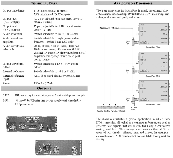 Graham Patten SoundPals DTG-1 AES/EBU Digital Audio Test Tone Signal Generator-www.prostudioconnection.com