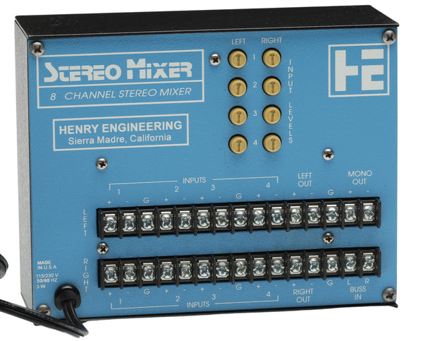 Henry Engineering 4 Stereo Channel (8 Mono) Utility Mixer for Balanced Audio [Used]-www.prostudioconnection.com