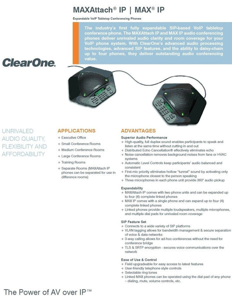 ClearOne MaxAttach IP Pair VoIP SIP Wired Audio Conferencing Phone * BAD LCDs-www.prostudioconnection.com