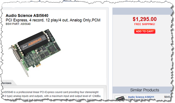 AudioScience ASI5640 PCIe Balanced Analog Multichannel Broadcast Sound Card 5640 [Used]-www.prostudioconnection.com