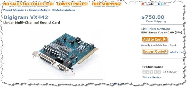Digigram VX442 24/96KHz AES Digital Multichannel XLR Broadcast PCI Sound Card [Refurbished]-www.prostudioconnection.com