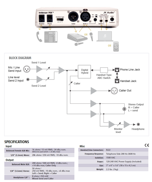 JK Audio Innkeeper PBX Digital Hybrid Broadcast Phone Handset Audio Interface-www.prostudioconnection.com