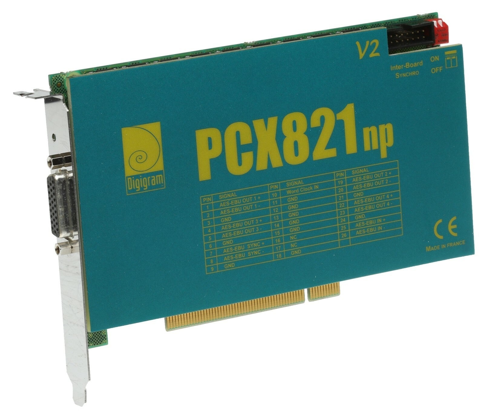 Digigram PCX821np v2 AES/EBU Digital Audio Broadcast Multichannel Sound Card [Used]-www.prostudioconnection.com