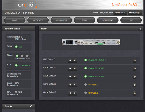 Spectracom 9483 OCXO GPS NENA ASCII NetClock NTP Network Time Server 10MHz 1PPS-www.prostudioconnection.com