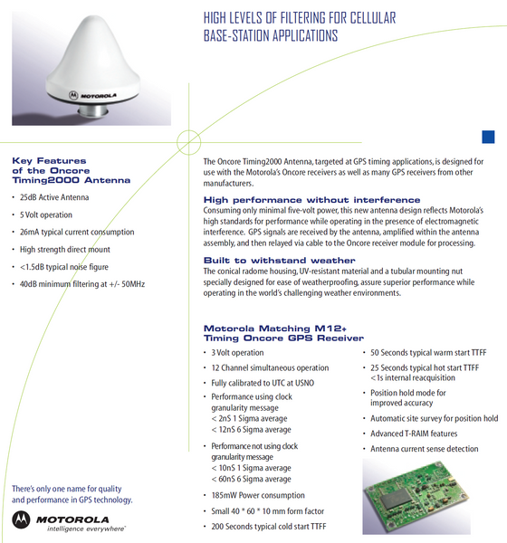 Motorola Oncore GCNTM20A3A GPS Timing 2000 Outdoor 25dB Antenna 5V N Connector-www.prostudioconnection.com
