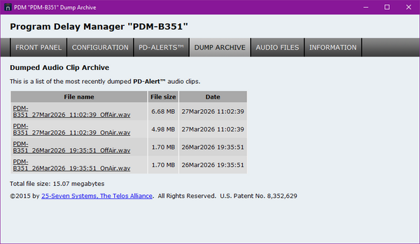 25 Seven AES Digital Audio Broadcast Profanity Program Delay Manager DUMP Button-www.prostudioconnection.com