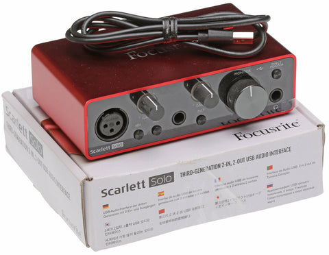 Focusrite Scarlett Solo USB Audio Interface Mic Preamp (Gen 3) - NEW OPEN BOX-www.prostudioconnection.com