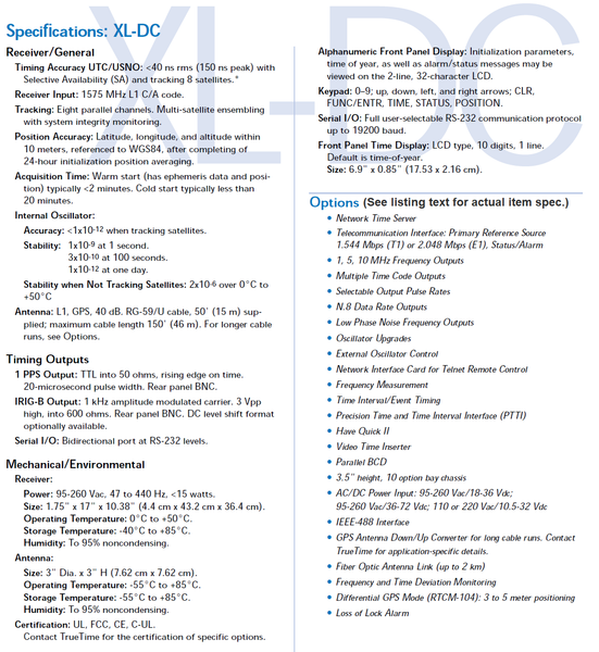 TrueTime Symmetricom XL-DC GPS TCXO 10Mhz Oscillator LCD Clock IRIG-B 1PPS w/FTM [Refurbished]-www.prostudioconnection.com