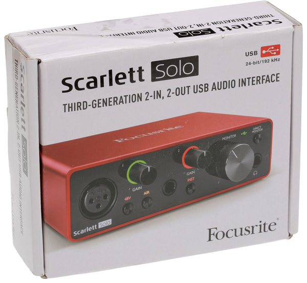 Focusrite Scarlett Solo USB Audio Interface Mic Preamp (Gen 3) - NEW OPEN BOX-www.prostudioconnection.com