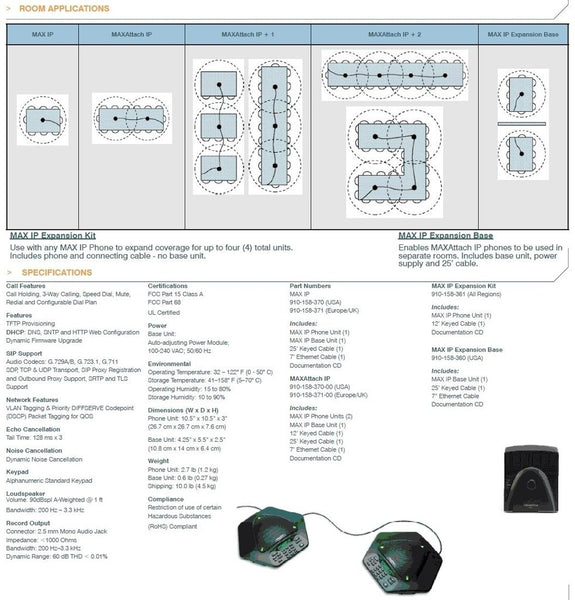 ClearOne MaxAttach IP Pair VoIP SIP Wired Audio Conferencing Phone * BAD LCDs-www.prostudioconnection.com