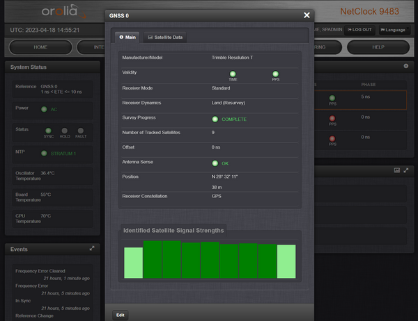 Spectracom 9483 OCXO GPS NENA ASCII NetClock NTP Network Time Server 10MHz 1PPS-www.prostudioconnection.com