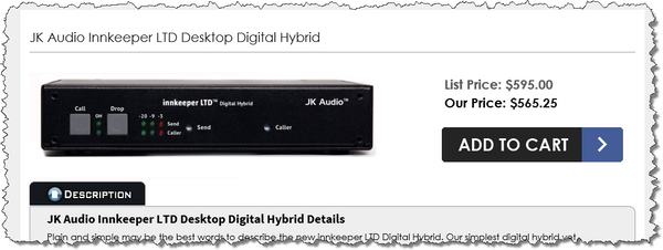 JK Audio Innkeeper LTD Digital Hybrid Audio Console/Mixer Phone Line Interface [Used]-www.prostudioconnection.com