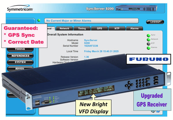 Symmetricom SyncServer S200 Furuno UPGRADED GPS NTP Server Network Time Clock-www.prostudioconnection.com