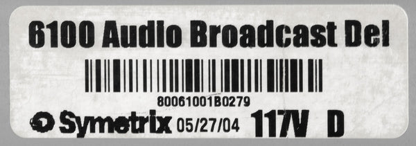 Symetrix Airtools 6100 AES Digital Audio Broadcast 20 Sec Profanity Delay DUMP-www.prostudioconnection.com