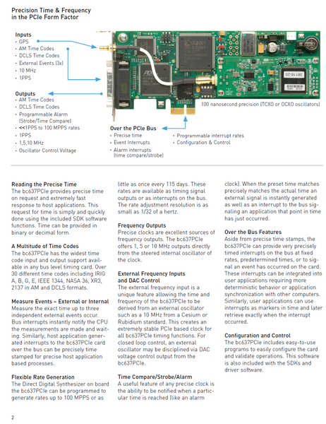 Symmetricom BC637PCIe TCXO GPS Clock PC Time Sync PCIe Card Frequency IRIG-B [Used]-www.prostudioconnection.com