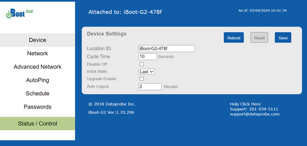 DataProbe iBoot G2 Internet Remote Web HTTP Power Management Switch Rebooter-www.prostudioconnection.com