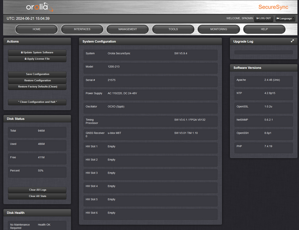 Spectracom SecureSync 213 OCXO GPS Galileo GLONASS NTP Network Time Server 10MHz-www.prostudioconnection.com