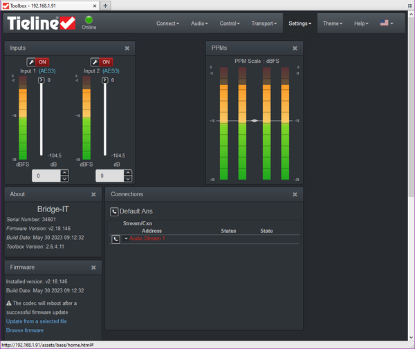 Tieline Bridge-IT Audio Over IP AAC Codec Internet AoIP SIP Endpoint TLB5100-www.prostudioconnection.com