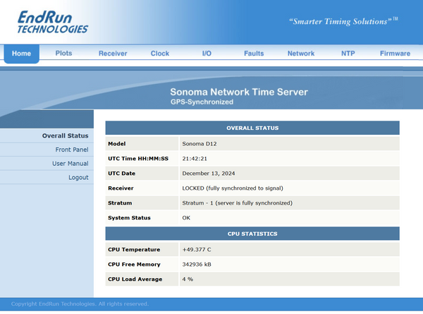 Endrun Technologies Sonoma D12 GPS TCXO NTP Network Time Server with HTTP-www.prostudioconnection.com