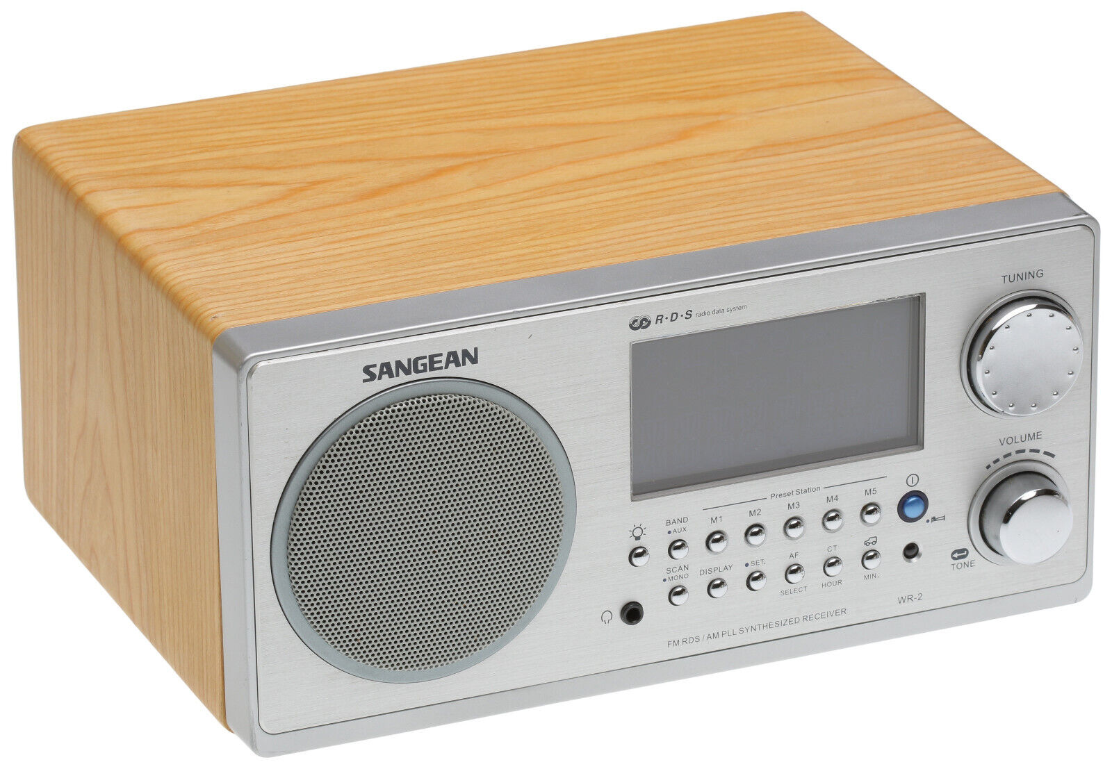 Sangean WR-2 Tabletop AM/FM/RDS Radio Receiver LCD Digital Tuner Walnut - EXLNT [Used]-www.prostudioconnection.com