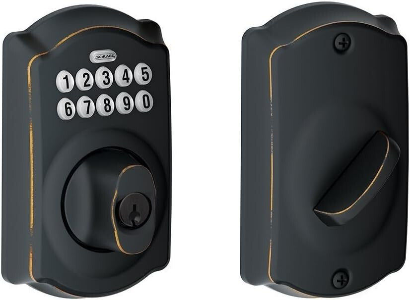 Schlage BE365 CAM 716 Camelot Combination Keypad & Key Deadbolt - Aged Bronze-www.prostudioconnection.com