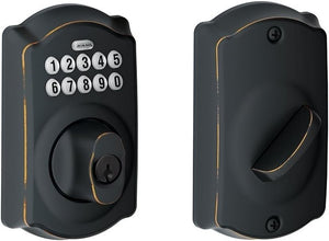 Schlage BE365 CAM 716 Camelot Combination Keypad & Key Deadbolt - Aged Bronze-www.prostudioconnection.com