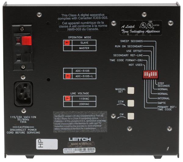 Leitch ADC-5105 L Illuminated 5" Studio Analog Desktop Clock SMPTE/EBU Timecode-www.prostudioconnection.com