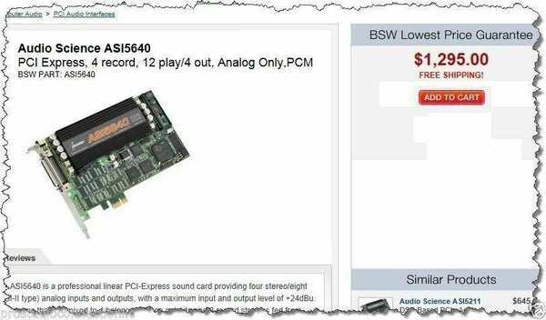 AudioScience ASI5680 Balanced Analog Multichannel Broadcast Sound Card ASI 5680-www.prostudioconnection.com