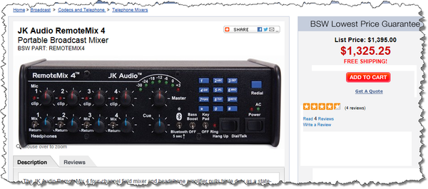 JK Audio RemoteMix 4 Portable Sports Field Mixer Broadcast Bluetooth Hybrid IFB-www.prostudioconnection.com