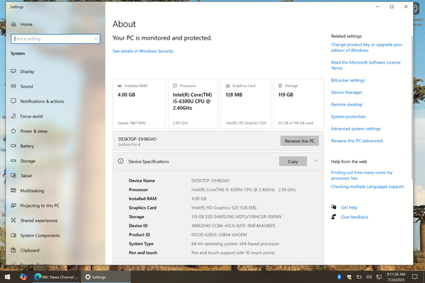 Microsoft Surface Pro 4 1724 Intel i5-6300U 2.4GHz 4GB 128GB ** SCREEN FLICKER** [Used]-www.prostudioconnection.com