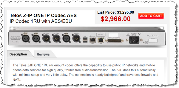 Telos Z/IP ONE w/ AES Remote Codec Audio Over IP Internet Transmission Endpoint-www.prostudioconnection.com