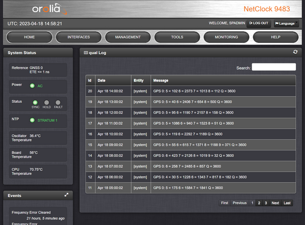 Spectracom 9483 OCXO GPS NENA ASCII NetClock NTP Network Time Server 10MHz 1PPS-www.prostudioconnection.com