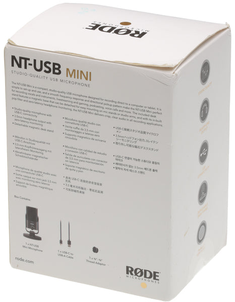 Rode NT-USB MINI Studio Quality Microphone w/ Direct Headphone Monitoring - NEW-www.prostudioconnection.com