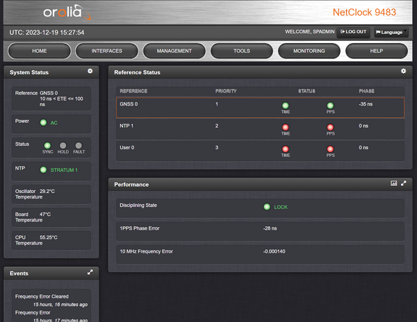 Spectracom 9483 NetClock TCXO GPS GLONASS Beidou NTP Network Time Server-www.prostudioconnection.com