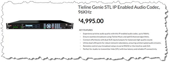 Tieline TLR5200 Genie 24Bit 96KHz Redundant STL Audio Over IP Internet Codec-www.prostudioconnection.com