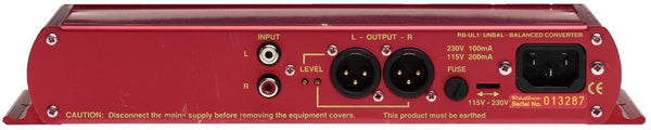 Sonifex Redbox RB-UL1 Stereo Unbalanced Audio RCA Phono Balanced XLR Converter-www.prostudioconnection.com