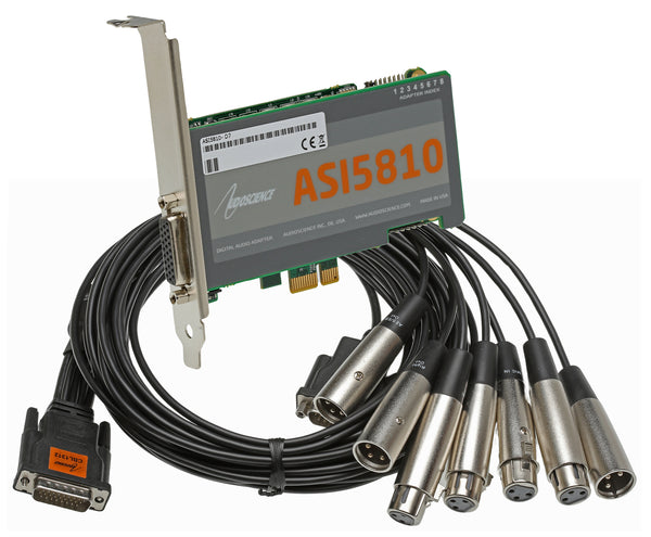 AudioScience ASI5810 PCIe LP Broadcast Sound Card AES Digital & Balanced Analog-www.prostudioconnection.com
