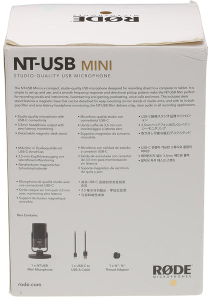 Rode NT-USB MINI Studio Quality Microphone w/ Direct Headphone Monitoring - NEW-www.prostudioconnection.com