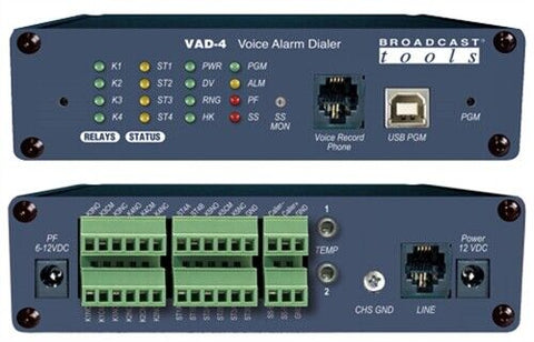 Broadcast Tools VAD-4 Program Loss Alarm Dialer Silence Sensor Failover Relay-www.prostudioconnection.com