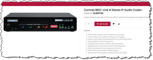 Comrex BRIC-Link III Broadcast Audio Over IP Duplex Digital Codec w/ Opus & AAC-www.prostudioconnection.com