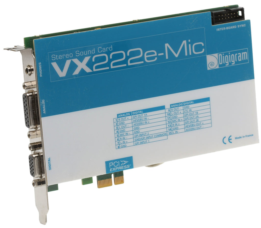 Vx442e Digigram VX222e Mic 192KHz 24bit AES Digital Broadcast Audio PCIe Card ...
