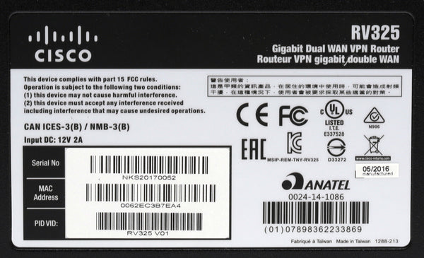 Cisco RV-325 14 Port Gigabit Wired VPN Router OpenVPN SPI Firewall IPSec RV325 [Used]-www.prostudioconnection.com