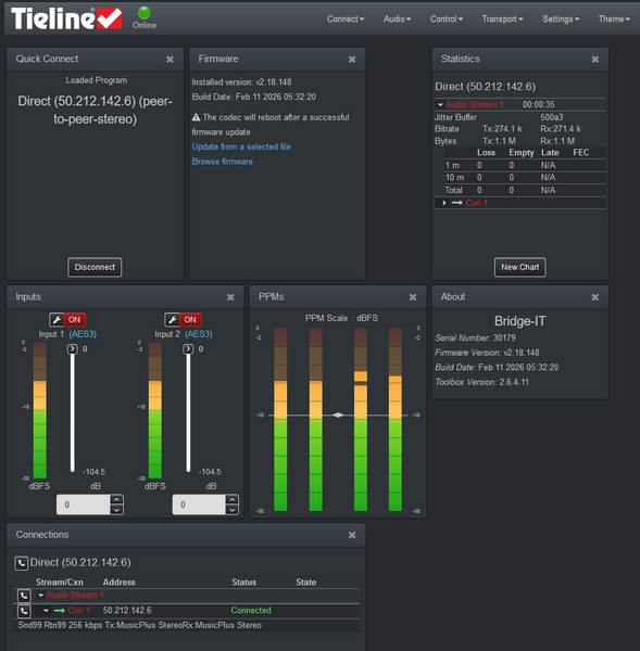 Tieline Bridge-IT Audio Over IP AAC Codec Internet AoIP SIP Endpoint TLB5100-www.prostudioconnection.com