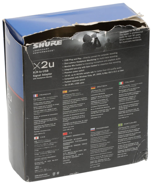 Shure X2U Microphone XLR Preamp to USB ADC Analog to Digital Converter w/ Case-www.prostudioconnection.com