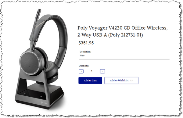 Poly Voyager 4220 Office 300ft Long Range Stereo Bluetooth Headset Phone & USB-A-www.prostudioconnection.com