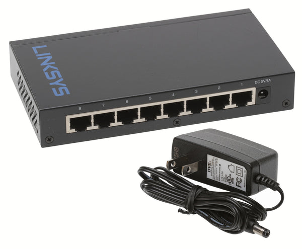 Linksys LGS108 8-port 1000Mbps Business Gigabit Desktop Switch w 5V Power Supply-www.prostudioconnection.com