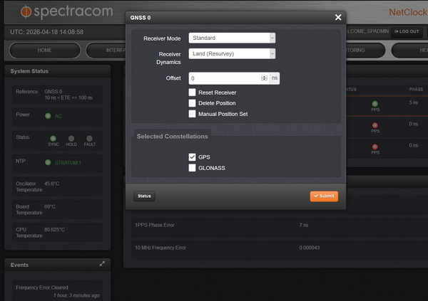 Spectracom 9483 OCXO GPS NENA ASCII NetClock NTP Network Time Server 10MHz 1PPS-www.prostudioconnection.com